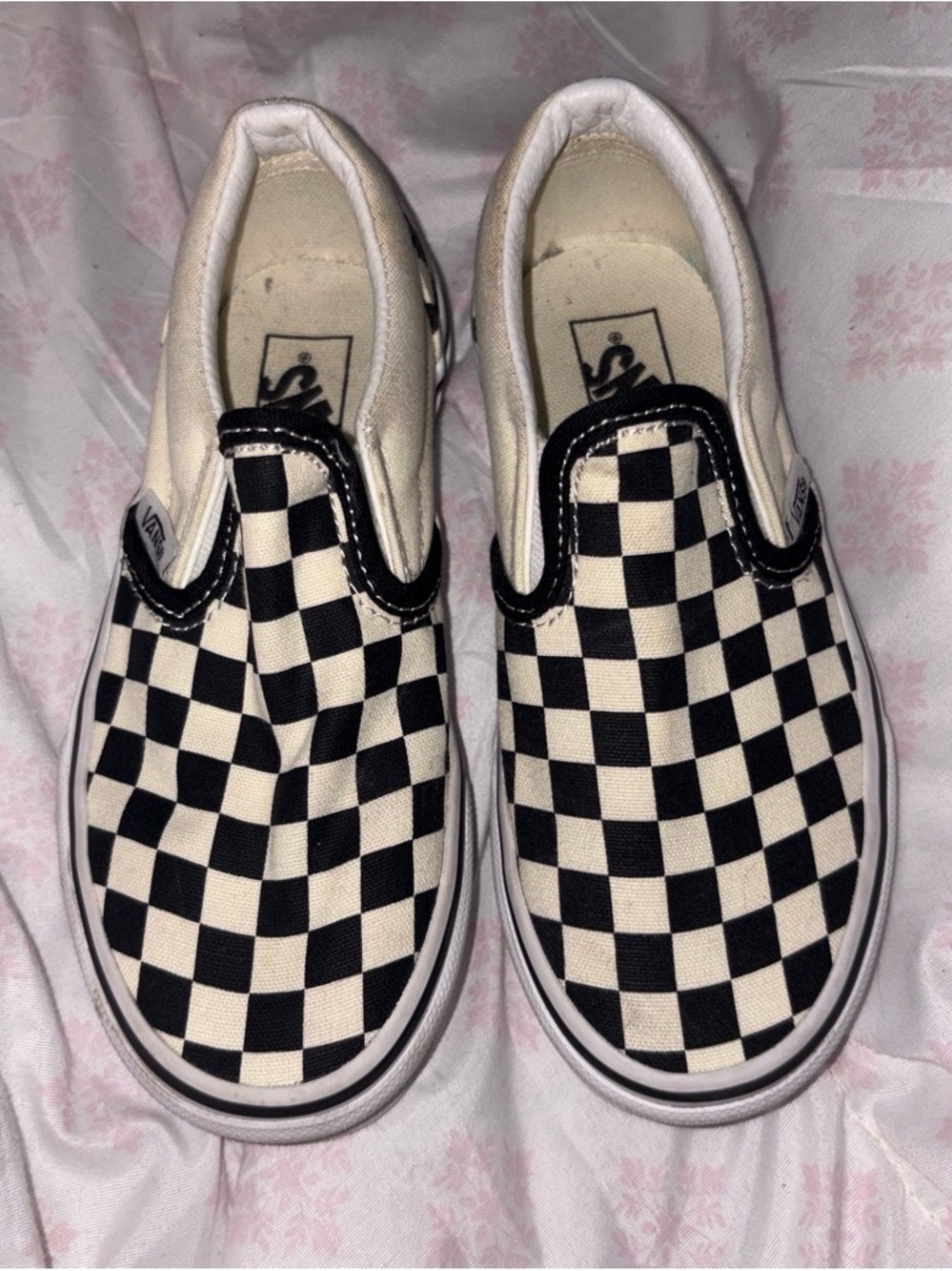 Vans Kids Slip-On Checkerboard Sneakers - Black & White